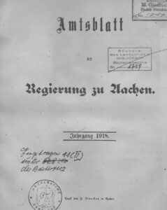 Amtsblatt der Königlichen Regierung zu Aachen – Jahrgang 1918
