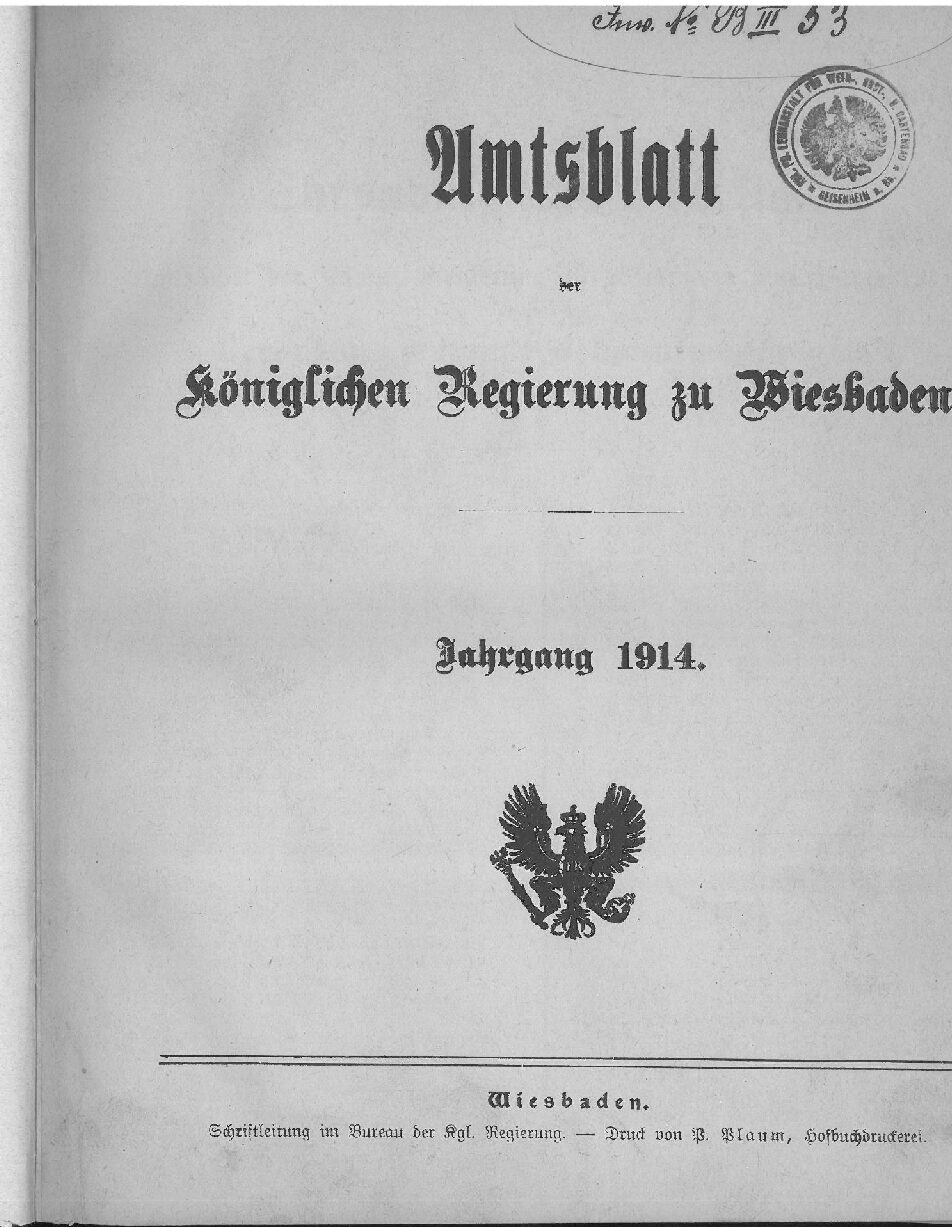 Amtsblatt der Königlichen Regierung zu Wiesbaden - 1914