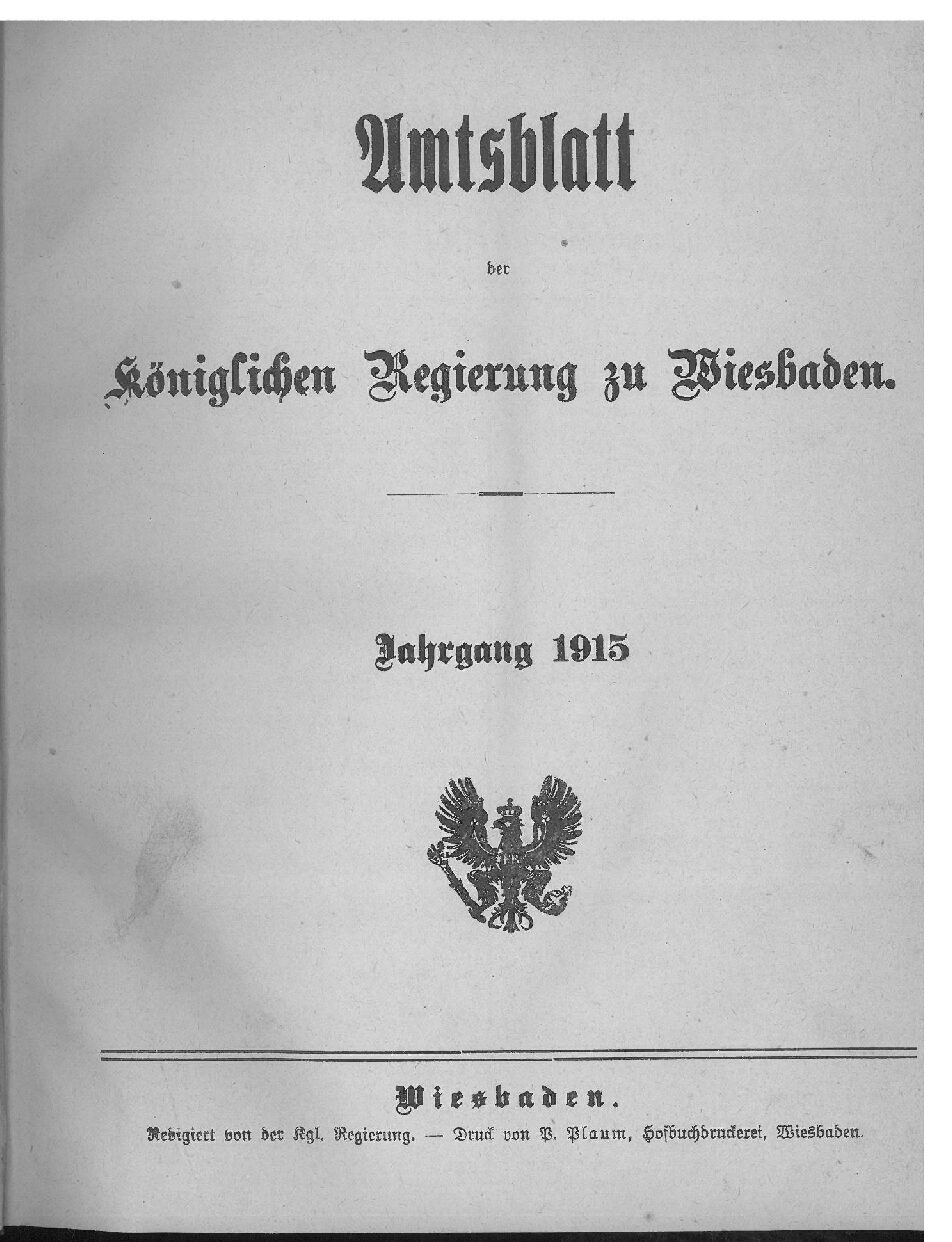 Amtsblatt der Königlichen Regierung zu Wiesbaden - 1915