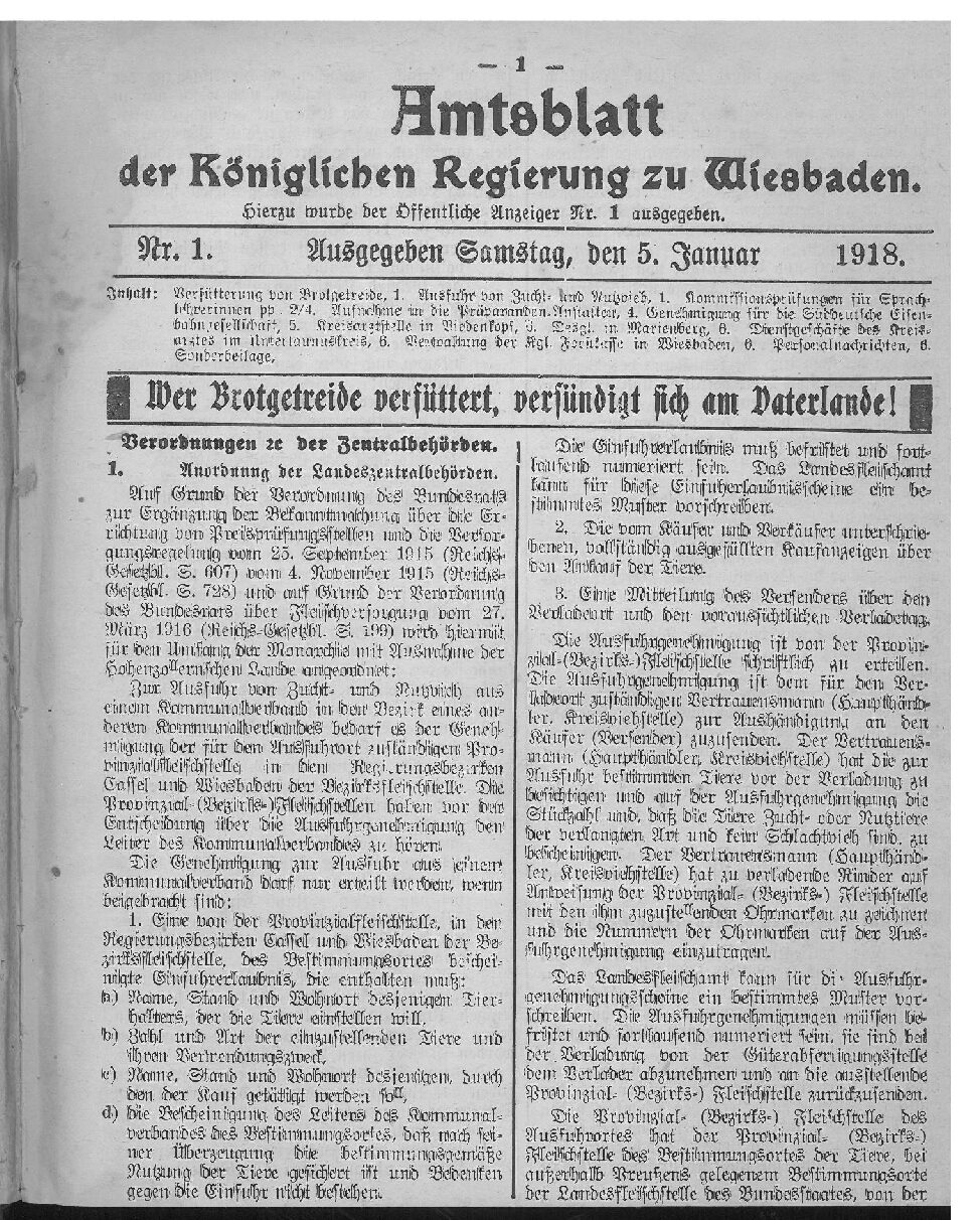 Amtsblatt der Königlichen Regierung zu Wiesbaden - 1918