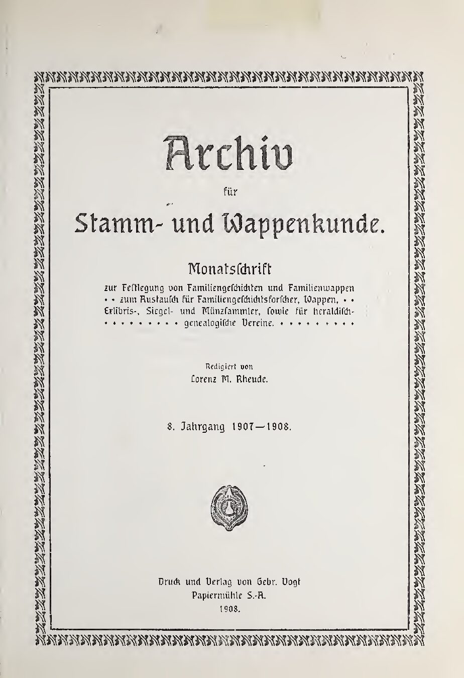 Archiv für Stamm- und Wappenkunde - 1907