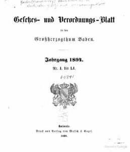 Badisches Gesetz- und Verordnungsblatt - 1894
