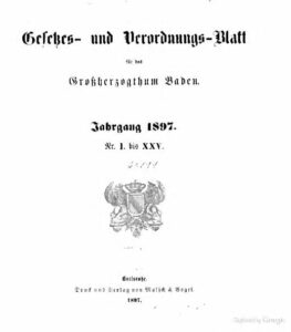 Gesetzes- und Verordnungsblatt für das Großherzogtum Baden