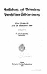 Entstehung und Bedeutung der preussischen Städteordnung – 1908