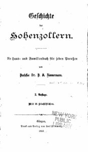 Geschichte der Hohenzollern - Ein Haus und Familienbuch für jeden Preußen - 1859