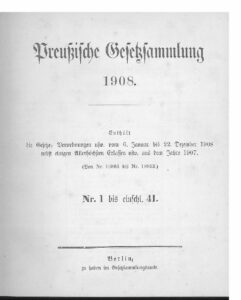 Gesetz-Sammlung für die Königlichen Preußischen Staaten – Jahrgang 1908