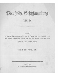 Gesetz-Sammlung für die Königlichen Preußischen Staaten – Jahrgang 1910