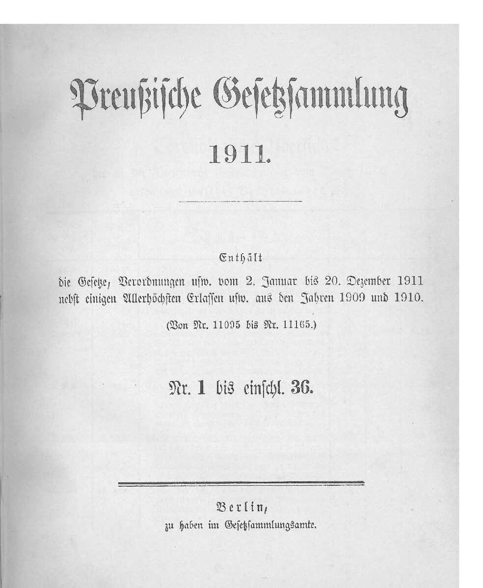 Gesetz-Sammlung für die Königlichen Preußischen Staaten - 1911