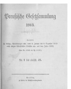 Gesetz-Sammlung für die Königlichen Preußischen Staaten – 1913