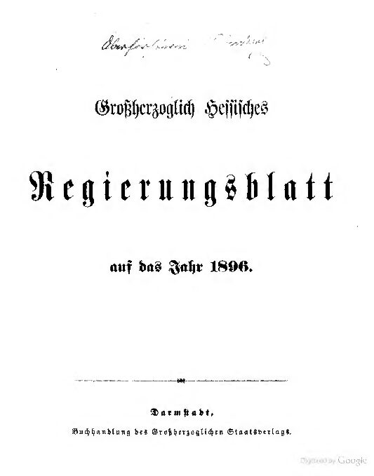 Grossherzoglich hessisches Regierungsblatt - 1896