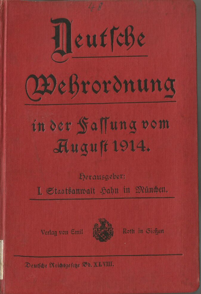 Inhaltsverzeichnis - Wehrordnung - August - 1914