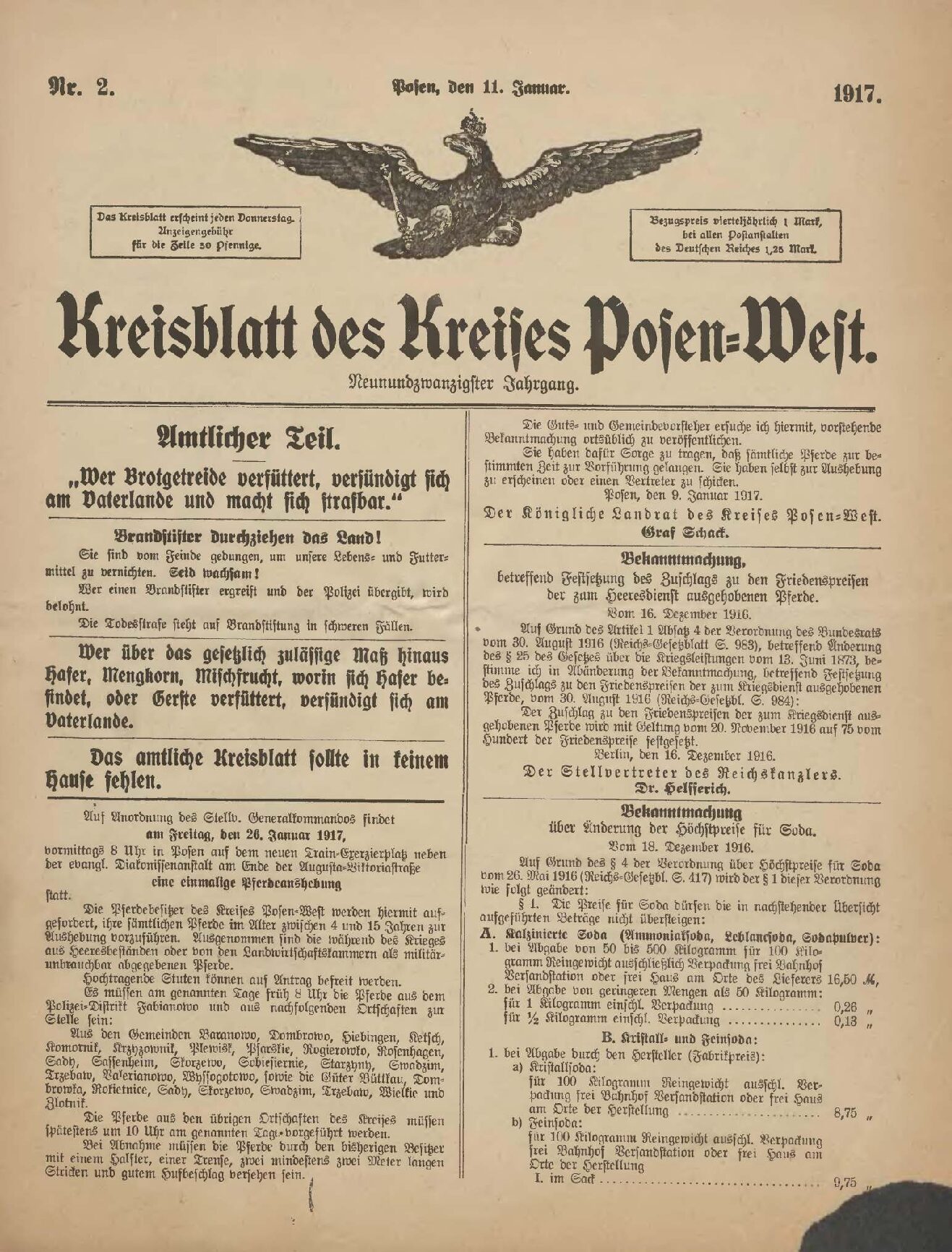 Kreis-Blatt des Kreises Posen-West - 1917