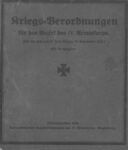 Kriegs-Verordnungen für den Bezirk des IV. Armeekorps 1914-1915