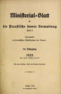 Ministerial-Blatt für die preußische innere Verwaltung – 1933