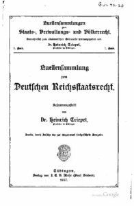 Quellensammlung zum deutschen Reichsstaatsrecht - Erster Band