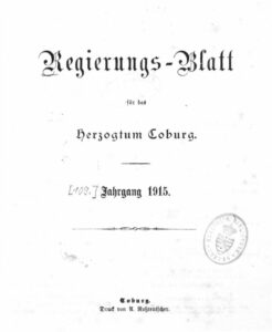 Regierungs-Blatt für das Herzogtum Coburg – 1915