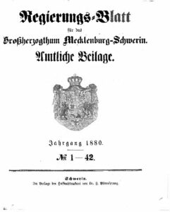 Regierungsblatt für Mecklenburg-Schwerin – Jahrgang 1880