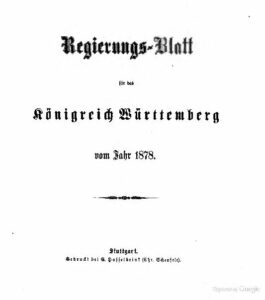 Regierungsblatt für das Königreich Württemberg – Jahrgang 1878