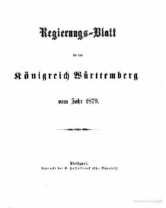 Regierungsblatt für das Königreich Württemberg – Jahrgang 1879