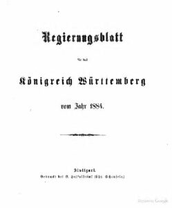 Regierungsblatt für das Königreich Württemberg – Jahrgang 1884