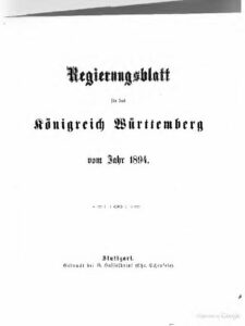 Regierungsblatt für das Königreich Württemberg – Jahrgang 1894