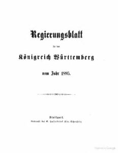 Regierungsblatt für das Königreich Württemberg – Jahrgang 1895