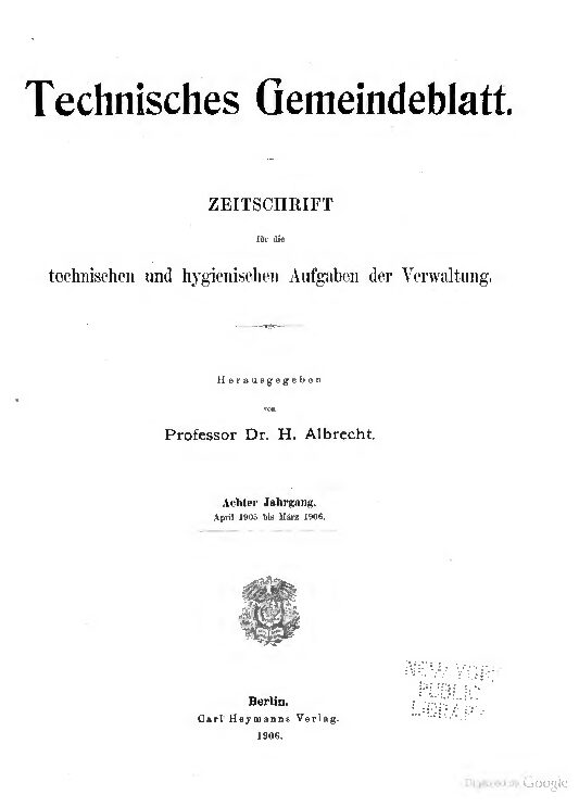 Technisches Gemeindeblatt Berlin - 1906