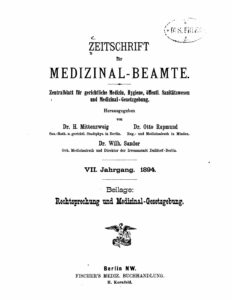 Zeitschrift für Medizinal-Beamte - 1894 - Beilage