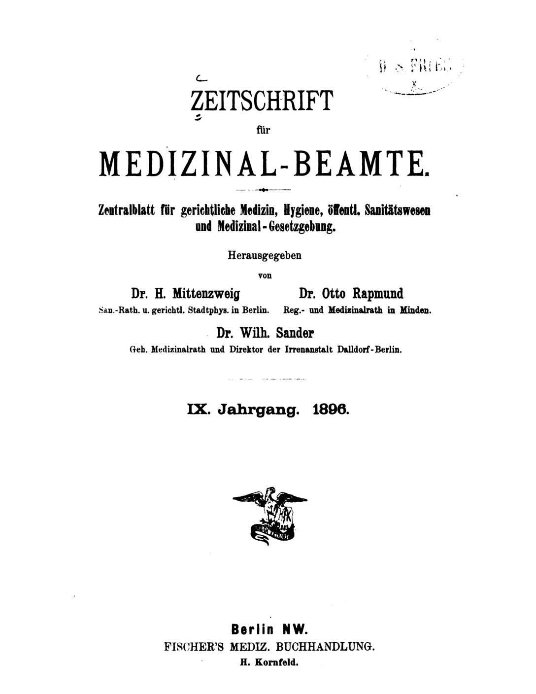 Zeitschrift für Medizinal-Beamte - 1896