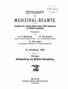 Zeitschrift für Medizinal-Beamte - 1897 - Beilage