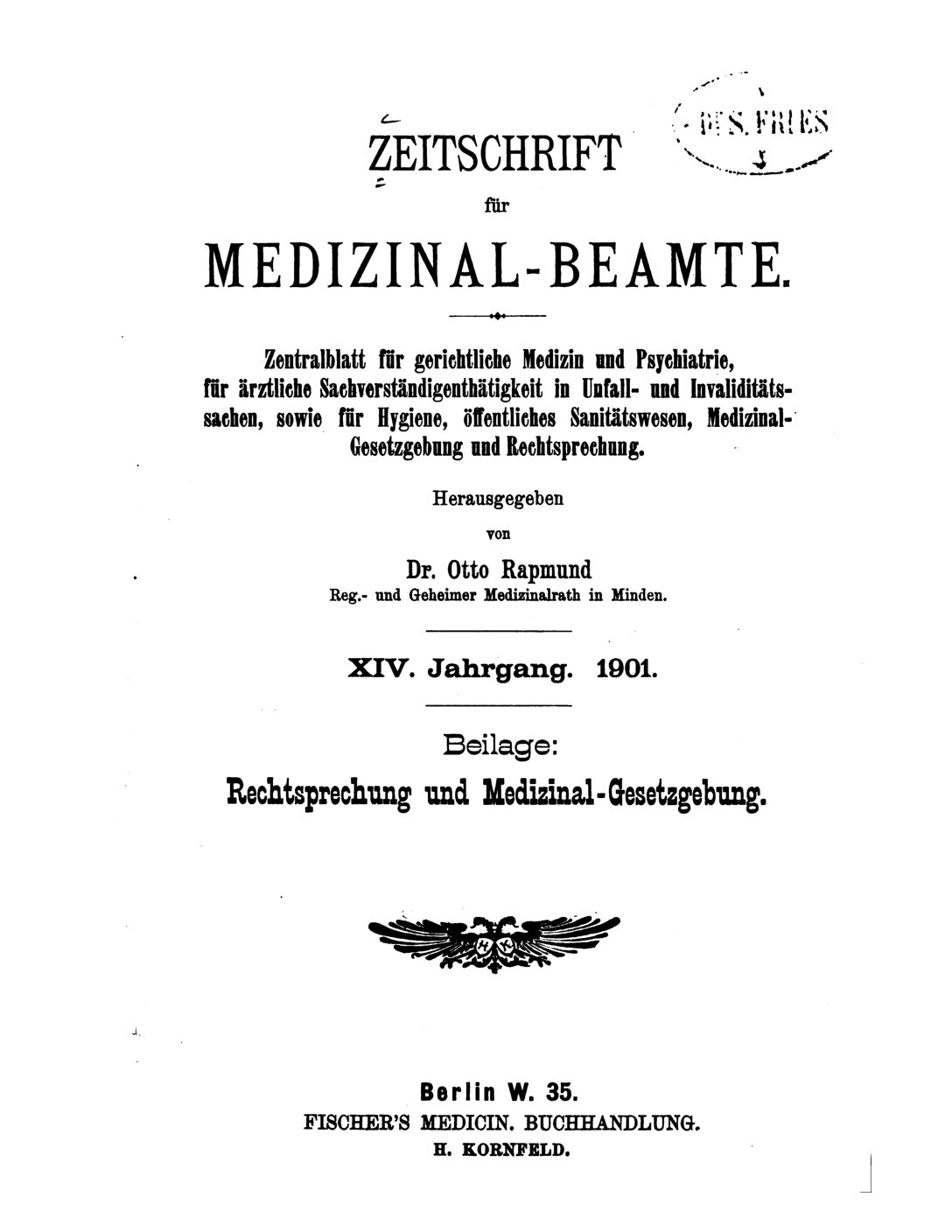 Zeitschrift für Medizinal-Beamte - 1901 - Beilage