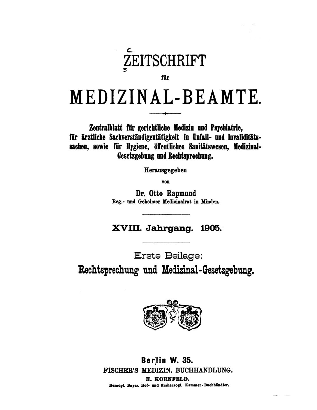 Zeitschrift für Medizinal-Beamte - 1905 - Erste Beilage