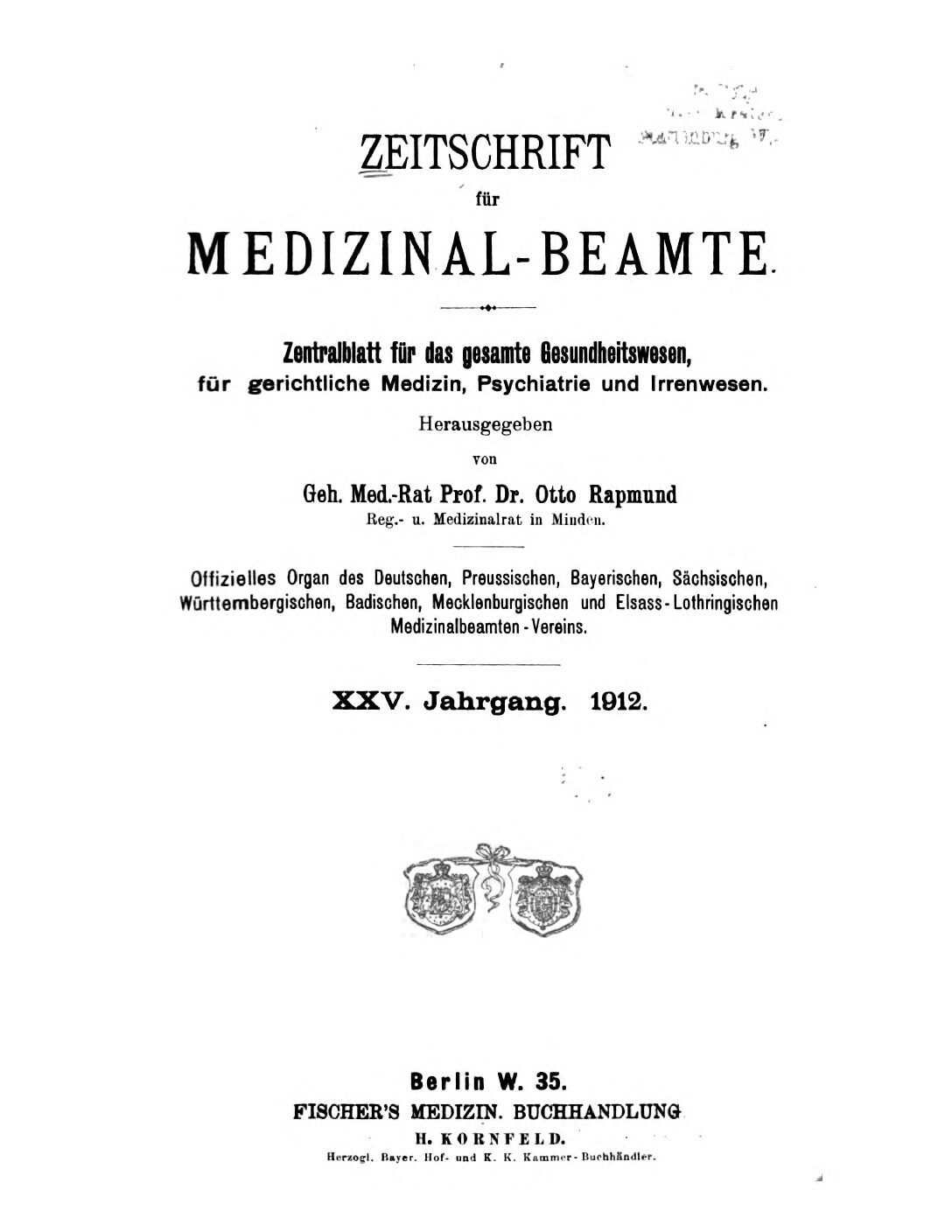 Zeitschrift für Medizinal-Beamte - 1912