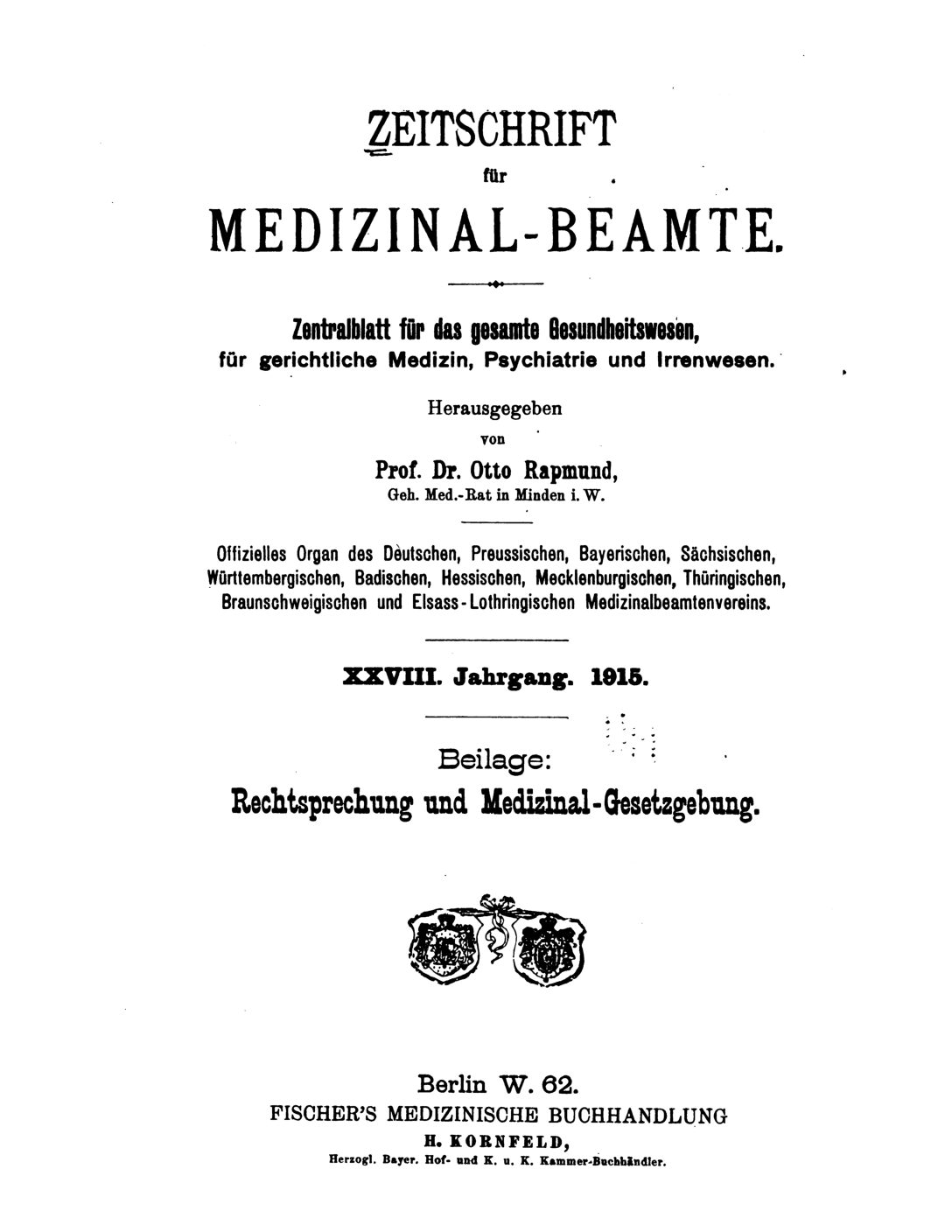 Zeitschrift für Medizinal-Beamte - 1915 - Beilage