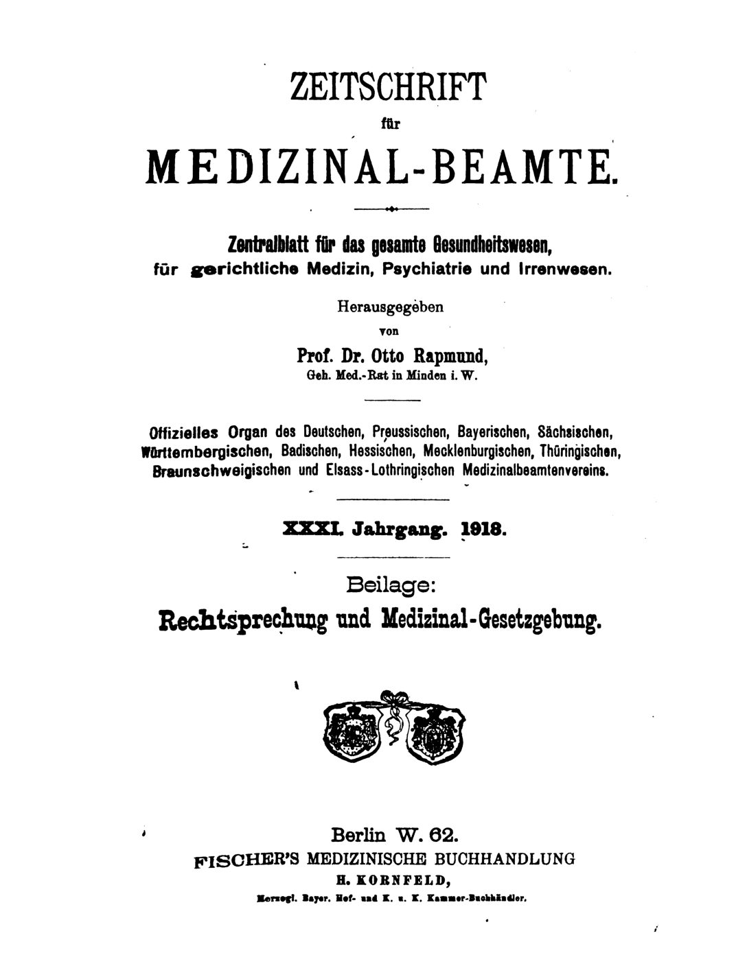 Zeitschrift für Medizinal-Beamte - 1918 - Beilage