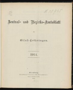 Zentral- und Bezirks-Amtsblatt für Elsaß - Lothringen - 1914