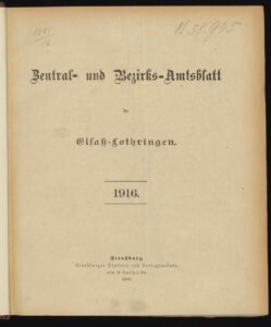 Zentral- und Bezirks-Amtsblatt für Elsaß - Lothringen - 1916