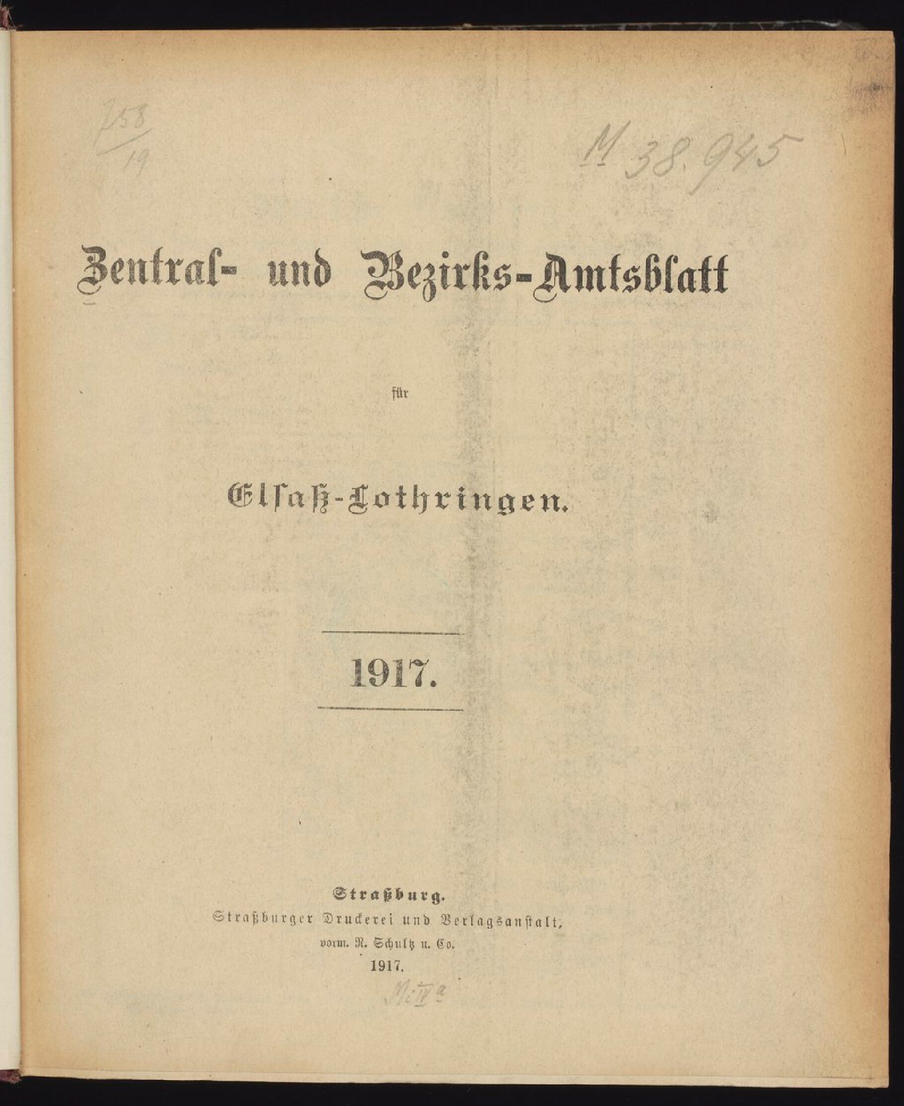 Zentral- und Bezirks-Amtsblatt für Elsaß - Lothringen - 1917