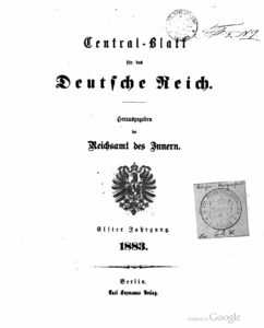 Central-Blatt für das Deutsche Reich – 1883 – Elfter Jahrgang