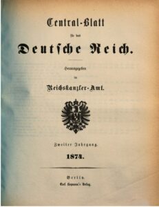 Central-Blatt für das Deutsche Reich – 1874 – Zweiter Jahrgang