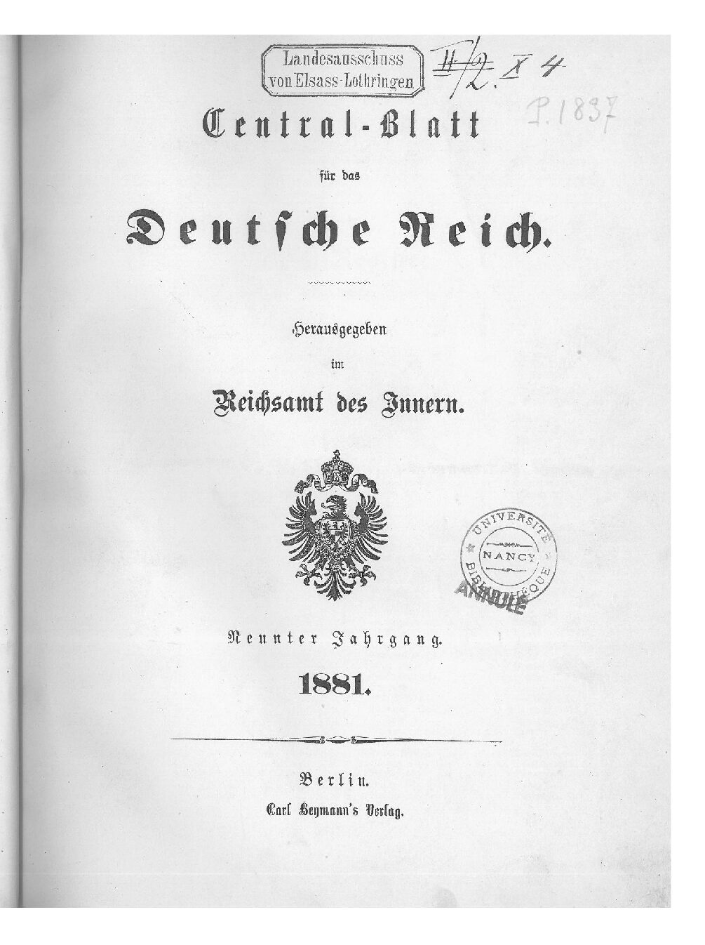 1881 - Neunter Jahrgang