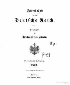 Central-Blatt für das Deutsche Reich – 1891 – Neunzehnter Jahrgang