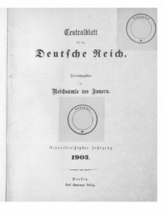 Central-Blatt für das Deutsche Reich – 1903 – Einunddreißigster Jahrgang