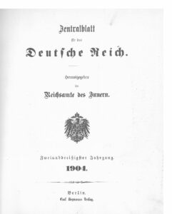 Zentralblatt für das Deutsche Reich – 1904 – Zweiunddreißigster Jahrgang