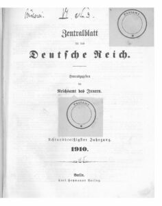 Zentralblatt für das Deutsche Reich – 1910 – Achtunddreißigster Jahrgang