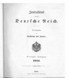 Zentralblatt für das Deutsche Reich – 1912 – Vierzigster Jahrgang