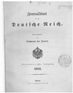 Zentralblatt für das Deutsche Reich – 1916 – Vierundvierzigster Jahrgang