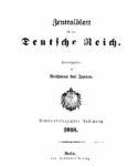 Zentralblatt für das Deutsche Reich – 1918 – Sechsundvierzigster Jahrgang