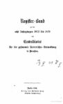 Zentralblatt für die gesamte Unterrichtsverwaltung in Preußen 1880 – Register Band zu den acht Jahrgängen 1872-1879