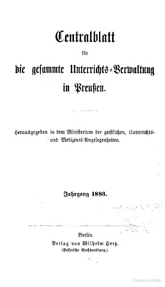 Zentralblatt für die gesamte Unterrichtsverwaltung in Preußen - 1883